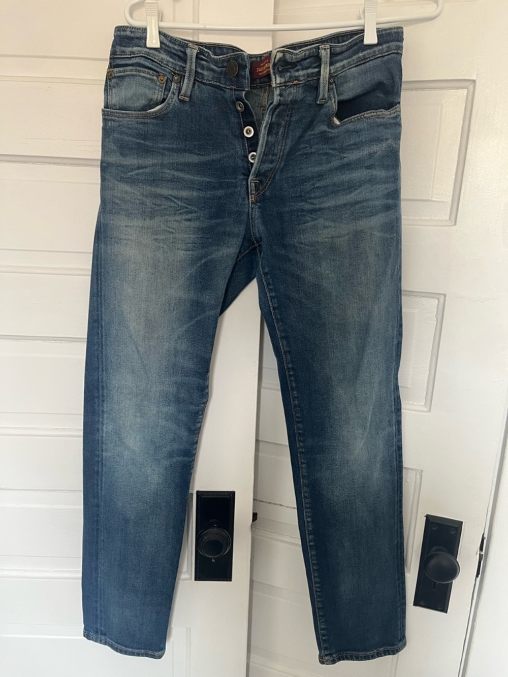 Jack and Jones Slim Straight Faded Blue Jeans